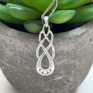 Diamond Accented Sterling Silver Celtic Eternity Knot Necklace